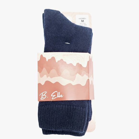 B.Ella 82% Cashmere Crew Socks Dark Navy Blue Luxury RORY 7-9.5 M Cozy Warm - Picture 1 of 5